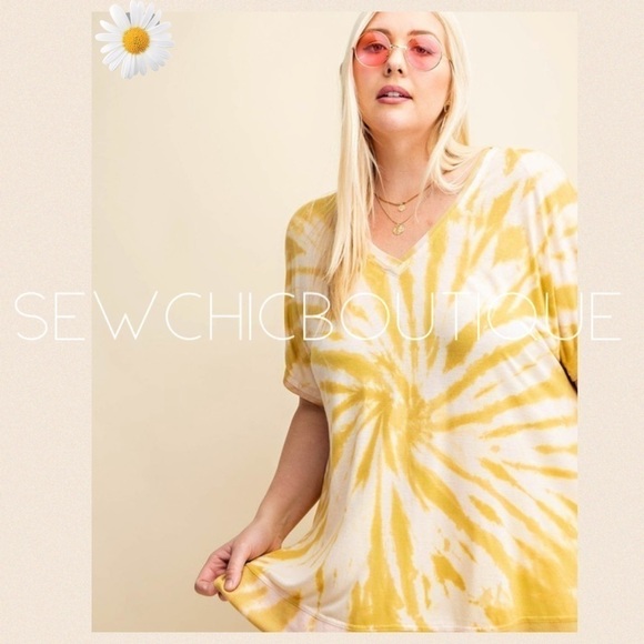 Plus Size Mustard Swirl Tie Dye T-Shirt - Picture 4 of 4